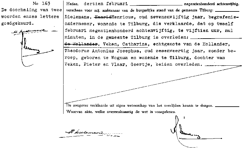 19580213 ovl akte 163 Veken Catharina ev Theodorus AJ d Hollander